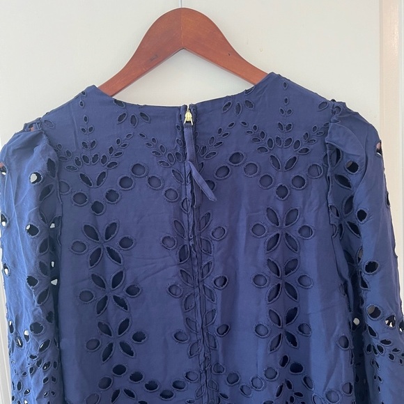 Lilly Pulitzer Women's Alyna Long Sleeve Eyelet Dress In True Navy Soiree Eyelet - Picture 8 of 16